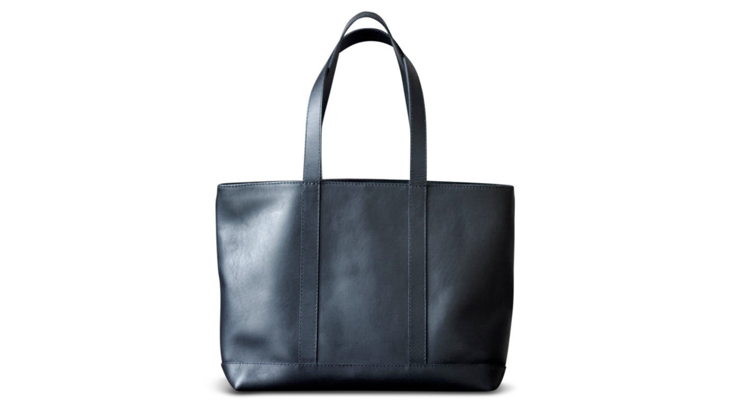 Olga Black Leather Tote Bag