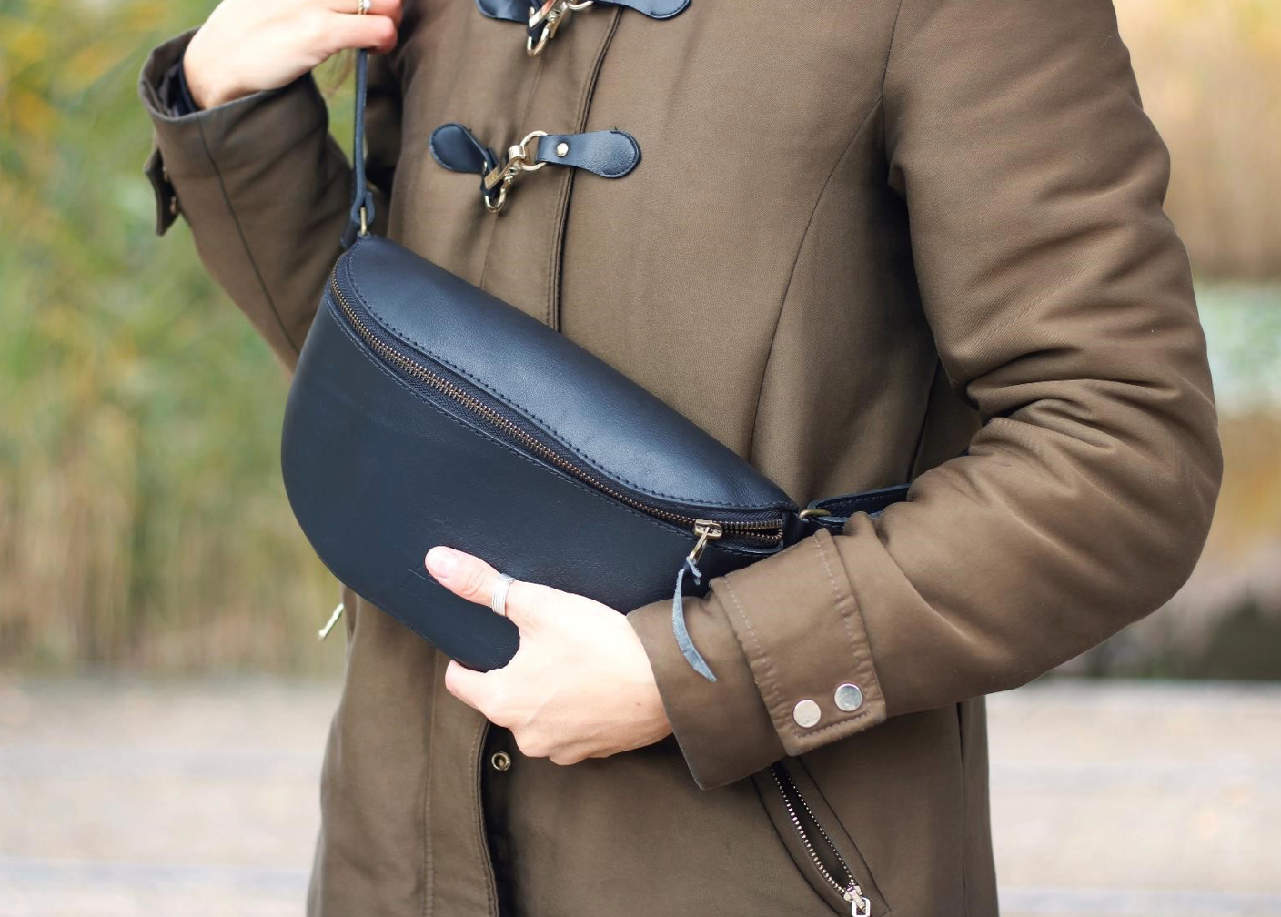 Black Leather Bum Bag