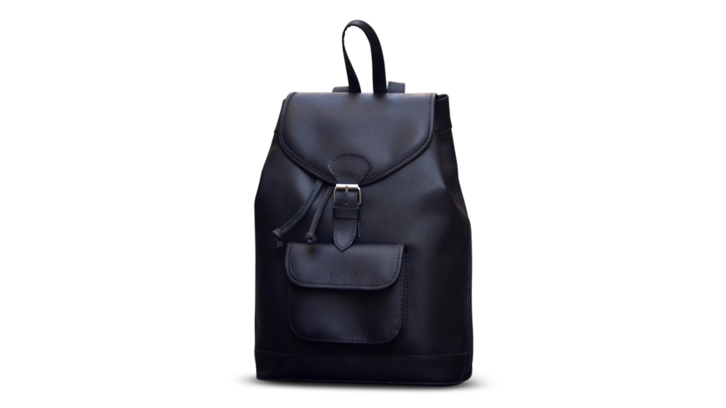 Lou Black Leather Backpack